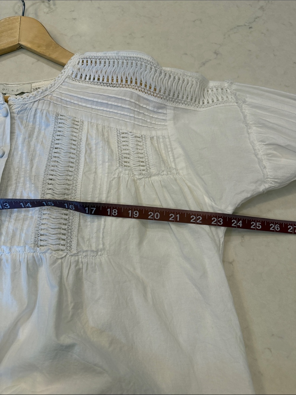 Anthropologie Eri + Ali White Cotton Blouse Milla Size Large - Picture 8 of 10